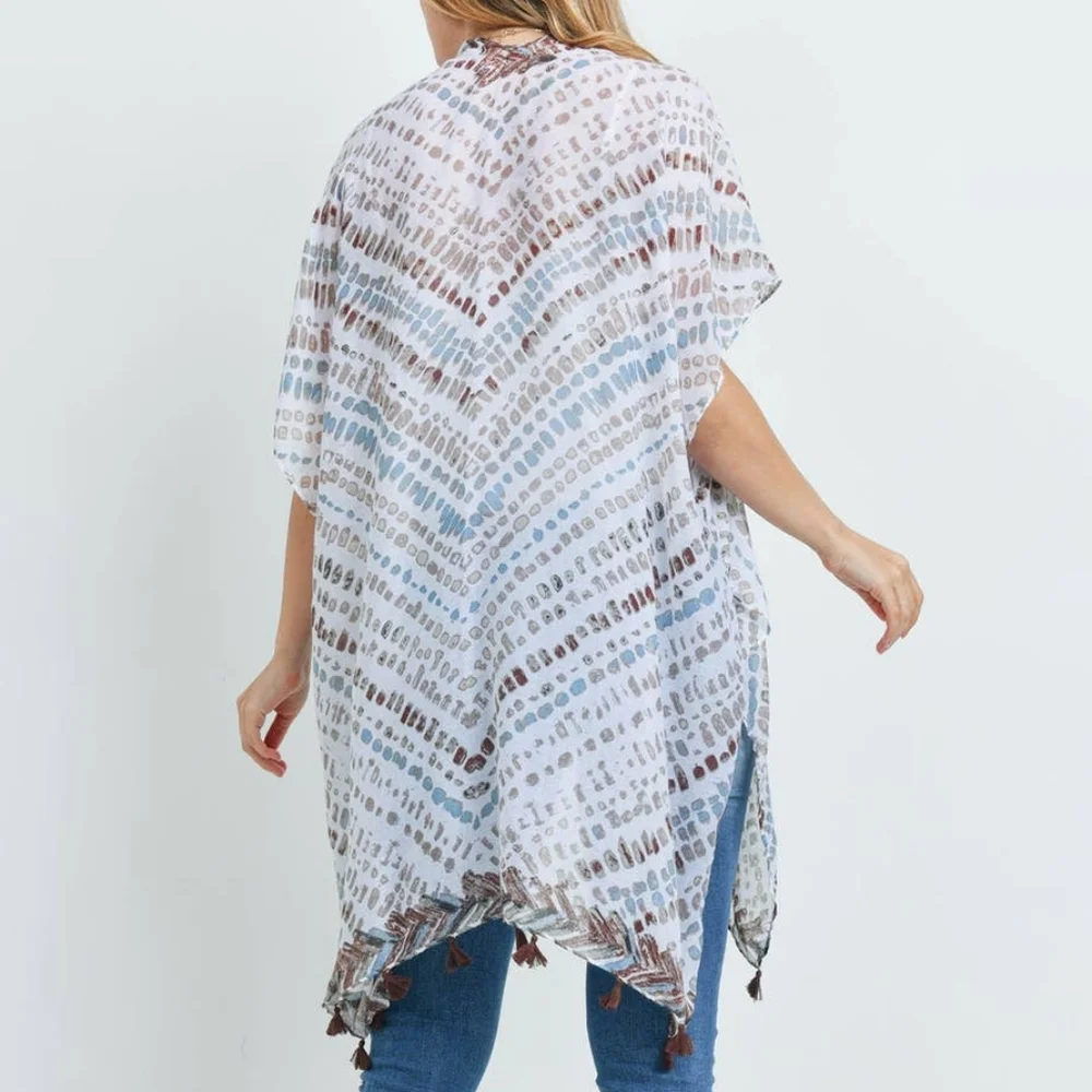 Kimono Boho Tassel White/Brown/Tuquoise Free Earrings! New! - Picture 2 of 7